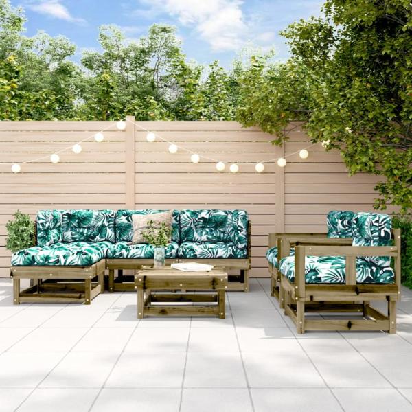 ARDEBO.de - 7-tlg. Garten-Lounge-Set mit Kissen Imprägniertes Kiefernholz