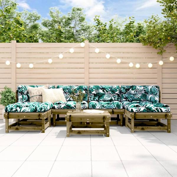 ARDEBO.de - 7-tlg. Garten-Lounge-Set mit Kissen Imprägniertes Kiefernholz