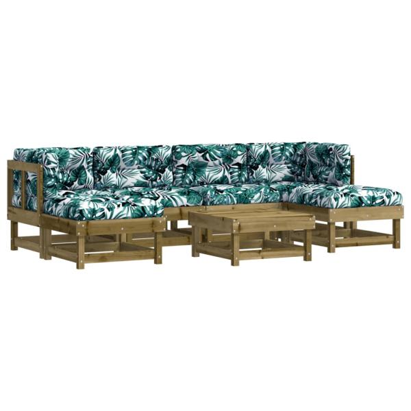7-tlg. Garten-Lounge-Set mit Kissen Imprägniertes Kiefernholz