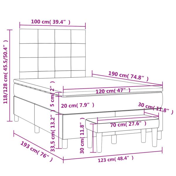 Boxspringbett mit Matratze Blau 120x190 cm Stoff