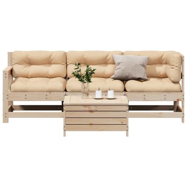 ARDEBO.de - 4-tlg. Garten-Lounge-Set mit Kissen Massivholz Kiefer