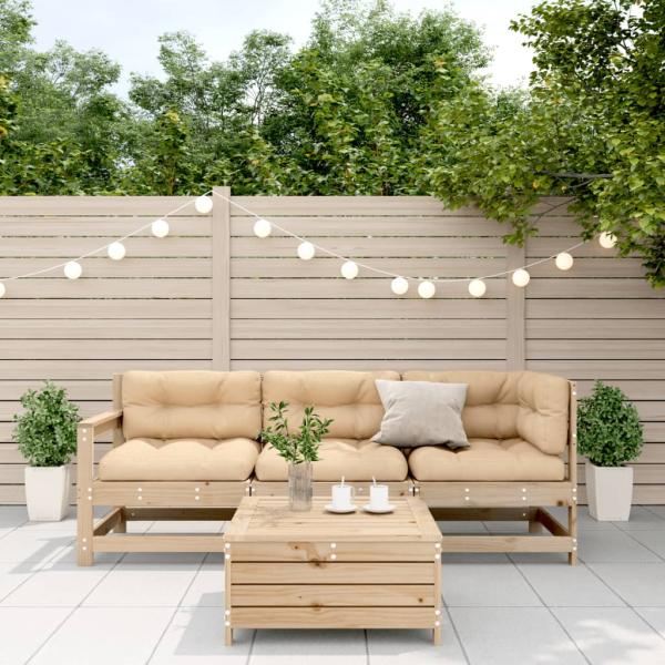 4-tlg. Garten-Lounge-Set mit Kissen Massivholz Kiefer