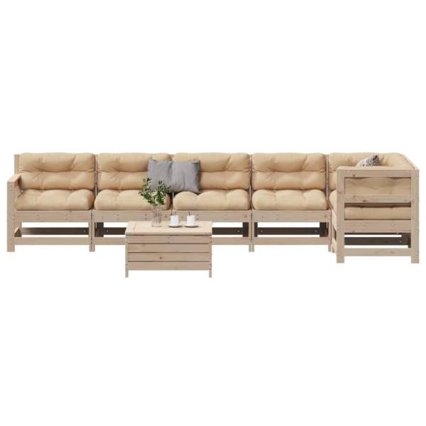 ARDEBO.de - 7-tlg. Garten-Lounge-Set mit Kissen Massivholz Kiefer