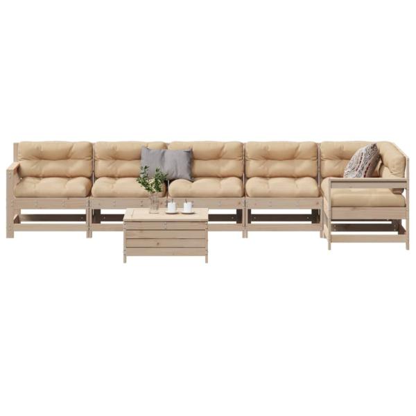 ARDEBO.de - 7-tlg. Garten-Lounge-Set mit Kissen Massivholz Kiefer