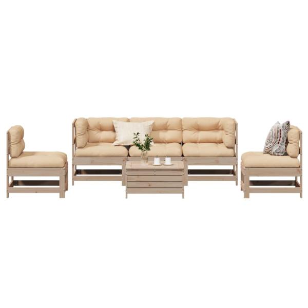 ARDEBO.de - 6-tlg. Garten-Lounge-Set mit Kissen Massivholz Kiefer