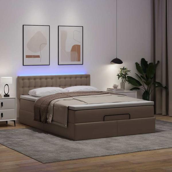 Ottoman-Bett mit Matratzen & LEDs Cappuccino-Braun 140x190cm