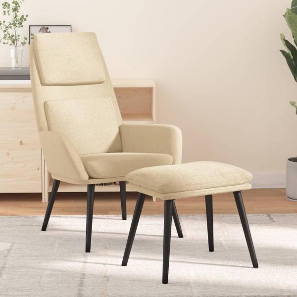ARDEBO.de - Relaxsessel mit Hocker Creme Stoff