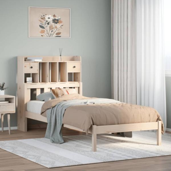 ARDEBO.de - Massivholzbett mit Regal ohne Matratze 90x190 cm Kiefer