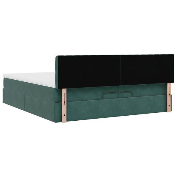 Ottoman-Bett mit Matratzen & LEDs Dunkelgrün 200x200 cm Samt