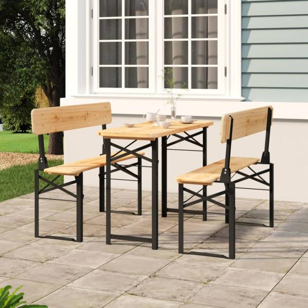 ARDEBO.de - 3-tlg. Biertisch-Set Klappbar Massivholz Tanne