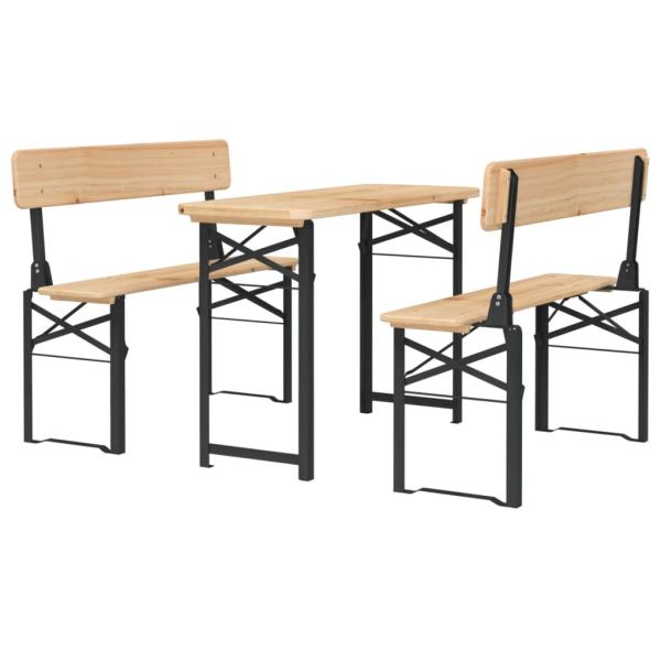 3-tlg. Biertisch-Set Klappbar Massivholz Tanne