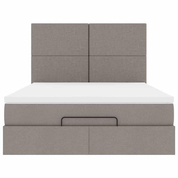 Ottoman-Bett mit Matratze & LEDs Taupe 140x190 cm Stoff