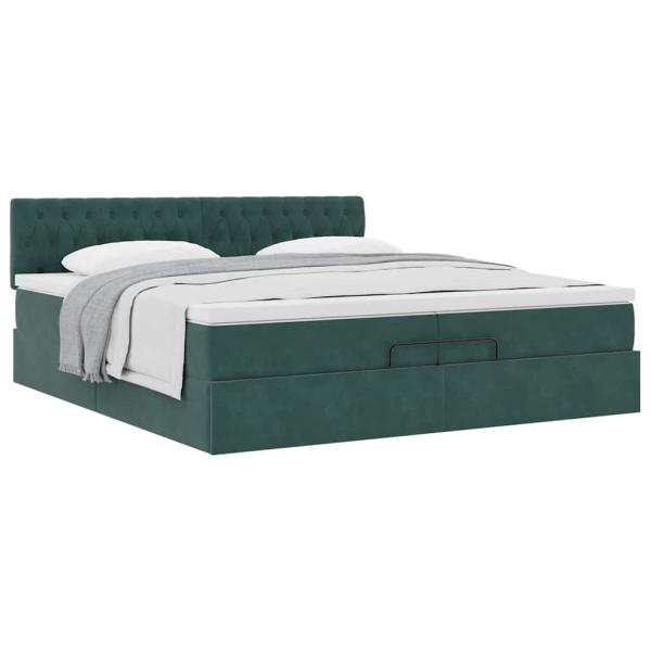 Ottoman-Bett mit Matratze Dunkelgrün 200x200 cm Samt
