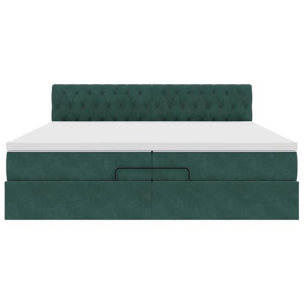 Ottoman-Bett mit Matratze Dunkelgrün 200x200 cm Samt