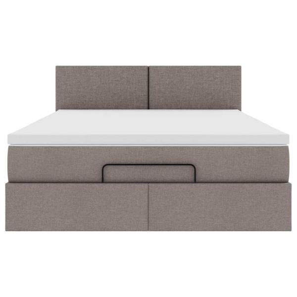 Ottoman-Bett mit Matratze Taupe 140x190 cm Stoff