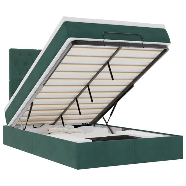 Ottoman-Bett mit Matratzen Dunkelgrün 120x200 cm Samt