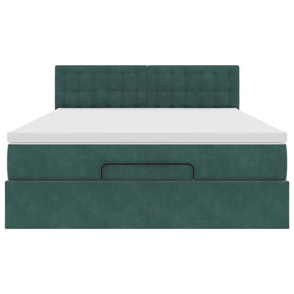 Ottoman-Bett mit Matratze Dunkelgrün 140x190 cm Samt