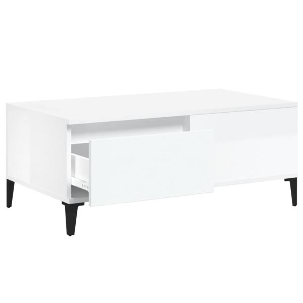 ARDEBO.de - Couchtisch Hochglanz-Weiß 90x50x36,5 cm Holzwerkstoff