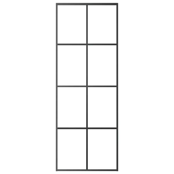 Schiebetür Schwarz 76x205 cm ESG Glas und Aluminium