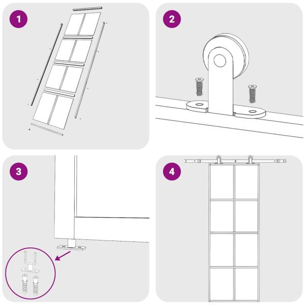 Schiebetür Schwarz 76x205 cm ESG Glas und Aluminium
