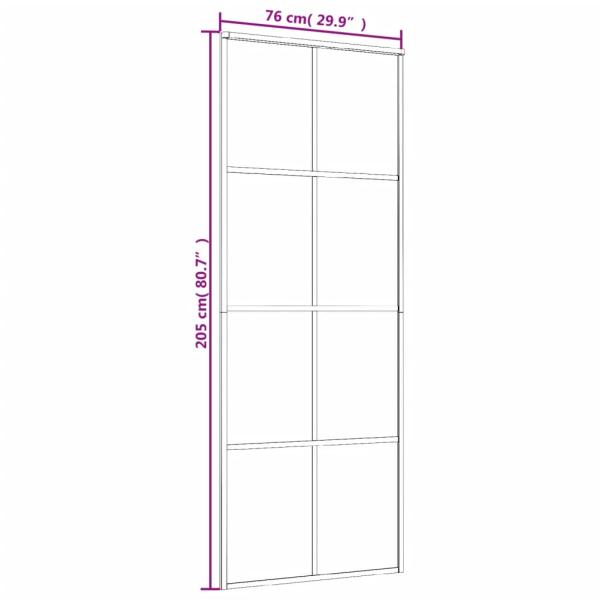 Schiebetür Schwarz 76x205 cm ESG Glas und Aluminium