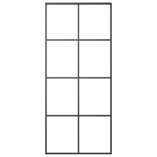 Schiebetür Schwarz 90x205 cm ESG-Glas und Aluminium