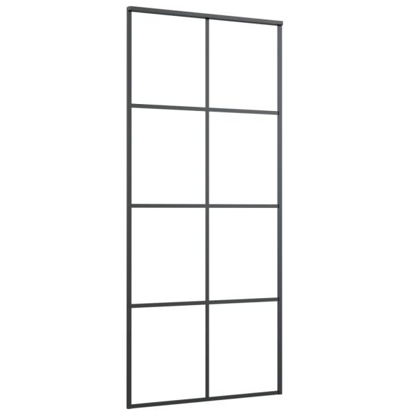 Schiebetür Schwarz 90x205 cm ESG-Glas und Aluminium