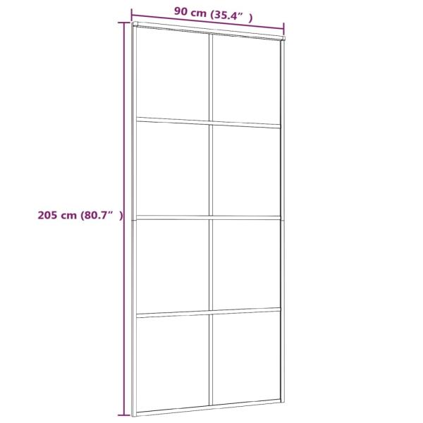 Schiebetür Schwarz 90x205 cm ESG-Glas und Aluminium