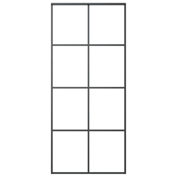 Schiebetür Schwarz 90x205 cm ESG-Glas und Aluminium