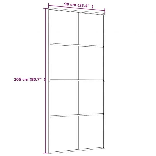 Schiebetür Schwarz 90x205 cm ESG-Glas und Aluminium