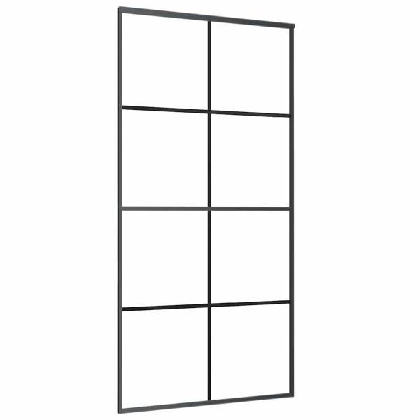 Schiebetür Schwarz 102,5x205 cm ESG-Glas und Aluminium