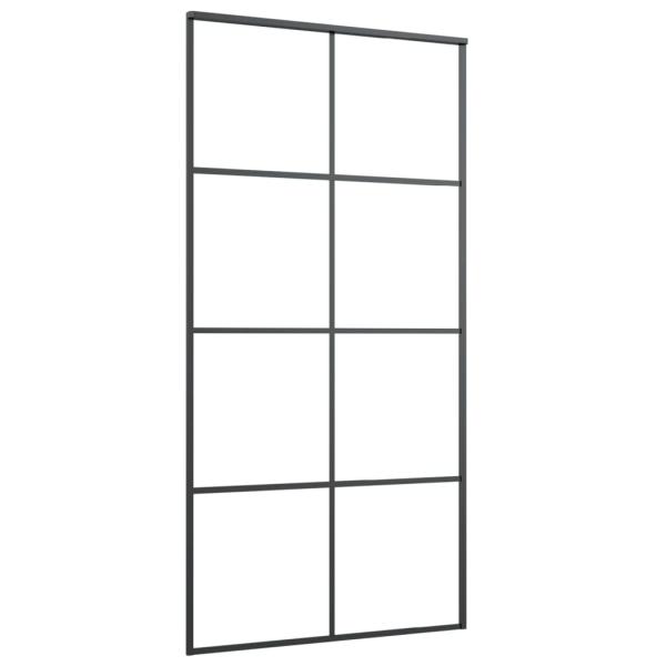Schiebetür Schwarz 102,5x205 cm ESG-Glas und Aluminium