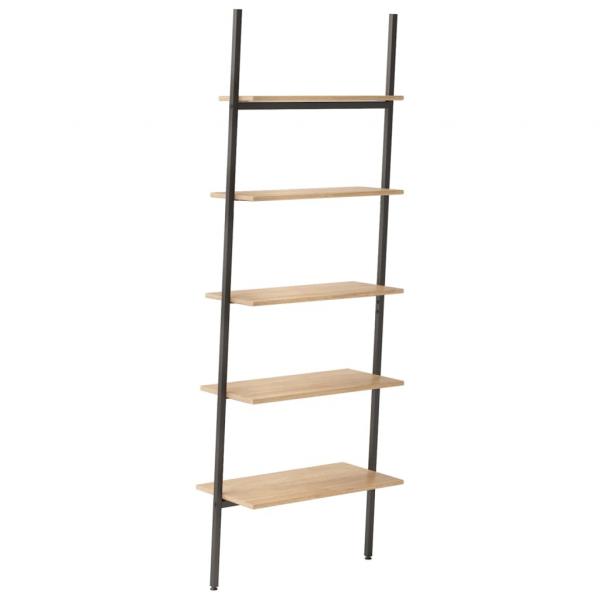 Leiterregal mit 5 Böden Hellbraun und Schwarz 64x34x185,5 cm