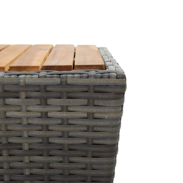 3-tlg. Bistro-Set mit Kissen Grau Poly Rattan und Glas