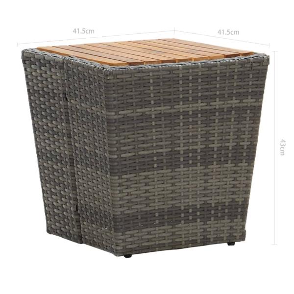 3-tlg. Bistro-Set Poly Rattan und Akazienholz Grau