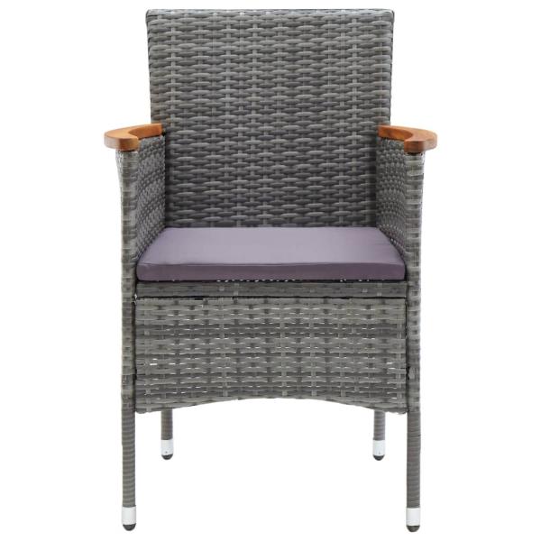 3-tlg. Bistro-Set Poly Rattan und Akazienholz Grau