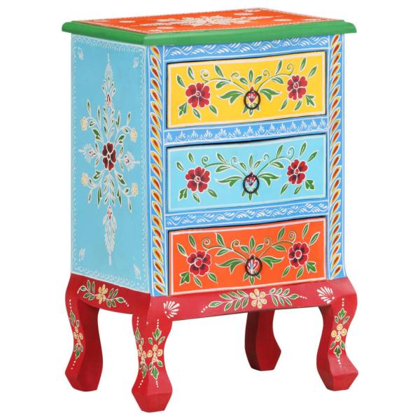 Nachttisch Handbemalt 40x30x60 cm Mango Massivholz