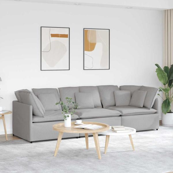 ARDEBO.de - Modulares Sofa mit Kissen Stoff Wolkengrau