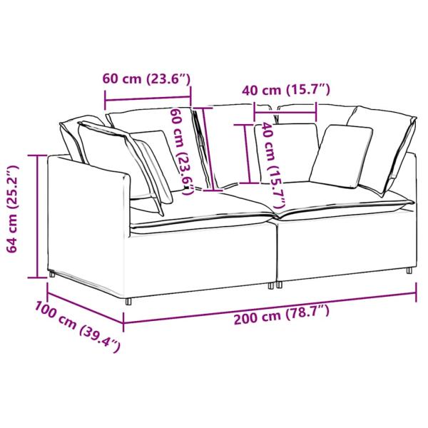 Modulares Sofa mit Kissen Stoff Wolkengrau