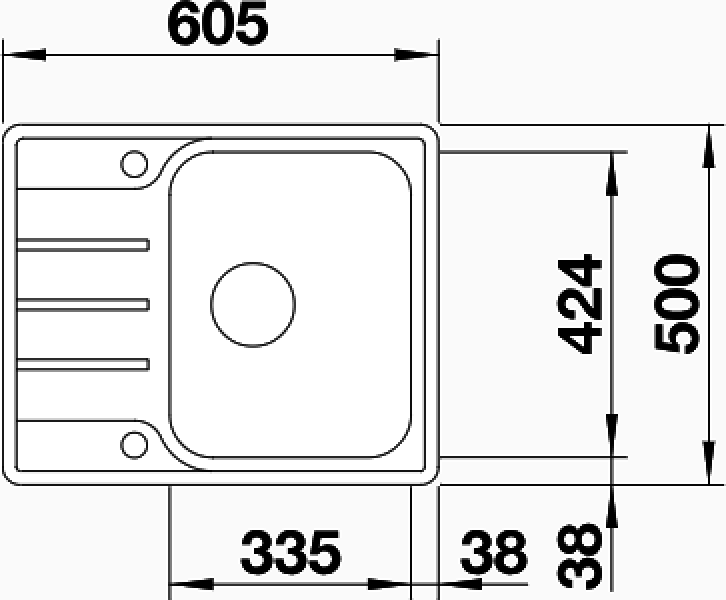 Blanco Lemis 45 S-IF Mini Einbauspüle mit Ablauffernbedienung, reversibel, Edelstahl Bürstfinish (525114)