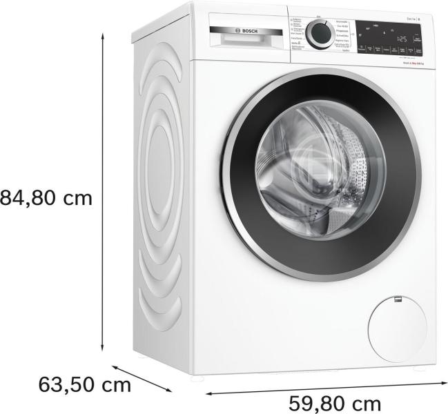 Bosch WNG24442 Serie 6 9/6 kg Waschtrockner, 1400 U/Min, 60 cm breit, Fleckenautomatik, AquaStop, Nachlegefunktion, weiß/schwarz