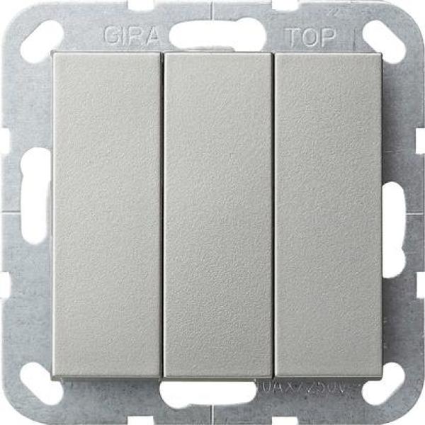 ARDEBO.de Gira 2844600 Taster 3-fach 10 A 250 V~mit Wippen Schließer 1-polig, System 55, edelstahl (lackiert)