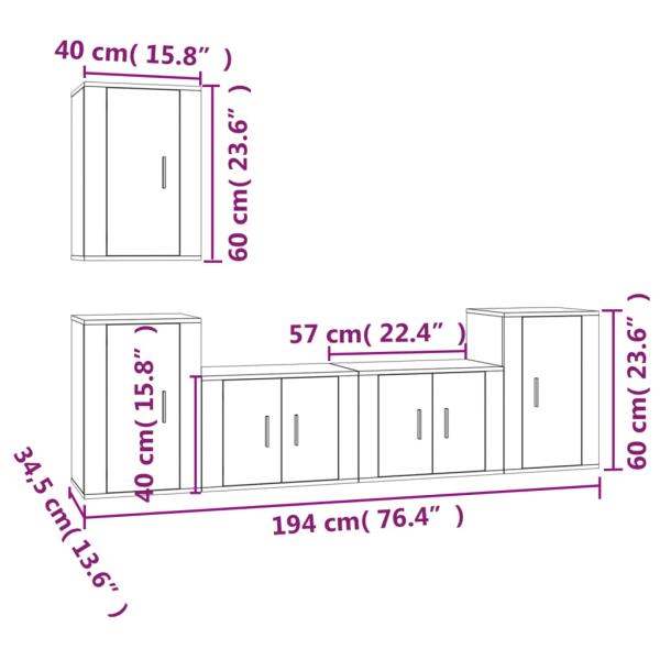 ARDEBO.de - 5-tlg. TV-Schrank-Set Weiß Holzwerkstoff
