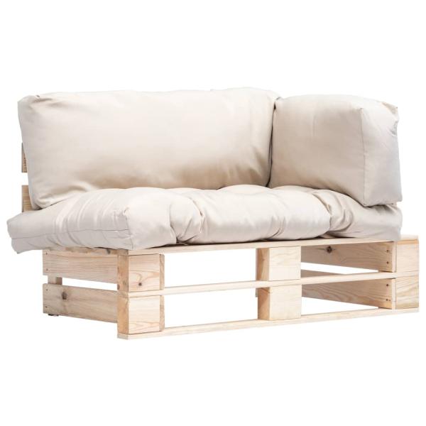 ARDEBO.de - Outdoor-Sofa Paletten mit Kissen in Sandfarben Kiefernholz
