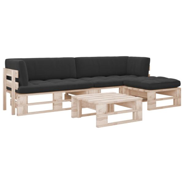 ARDEBO.de - 4-tlg. Paletten-Lounge-Set mit Kissen Imprägniertes Kiefernholz