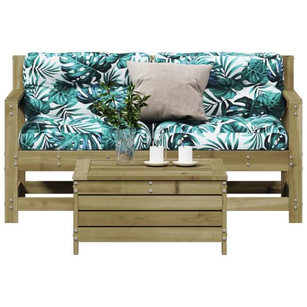 ARDEBO.de - 3-tlg. Garten-Lounge-Set mit Kissen Kiefernholz Imprägniert