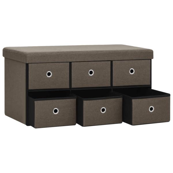 Faltbare Sitzbank mit Stauraum Braun 76x38x38 cm Leinenoptik