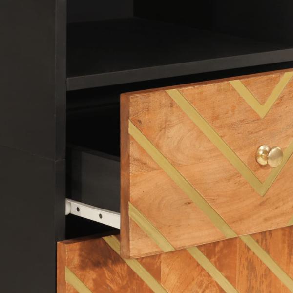 5-tlg. Badschrank-Set Braun und Schwarz Massivholz Mango