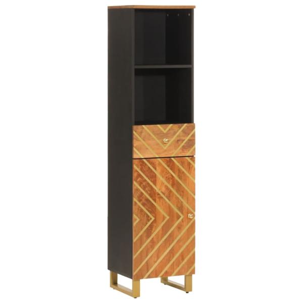 5-tlg. Badschrank-Set Braun und Schwarz Massivholz Mango
