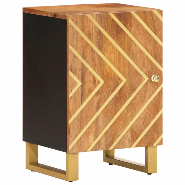 5-tlg. Badschrank-Set Braun und Schwarz Massivholz Mango